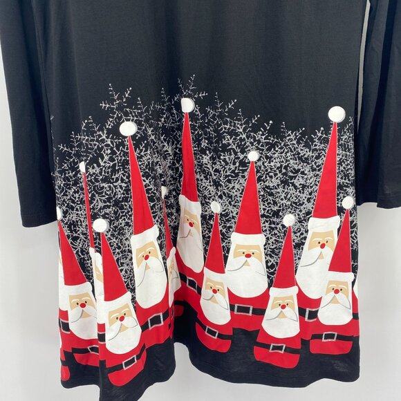 A Walk in the Park Santa Christmas cardigan size medium black Holiday open front - Picture 8 of 8